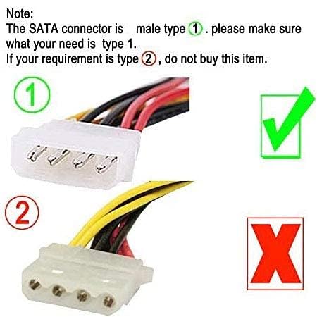 Image of LipiWorld 4 Pin Molex to 15 Pin Female Dual SATA Power Copper Serial ATA Adapter Y-Cable Hard Drive Extension Cable 4Pin to Dual Sata Female (Pack Of 3)