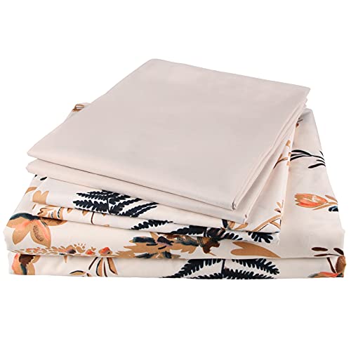 Parure de lit microfibre douce drap housse poche profonde imprimé floral 6 pièces - 2