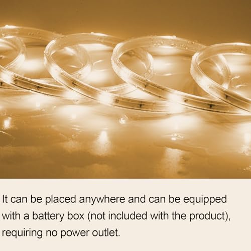 Image of 10ft USB LED Rope Light, Waterproof Flexible Strip, White Light, Suitable for Outdoor Camping and Indoor Decor (Battery Box Not Included)