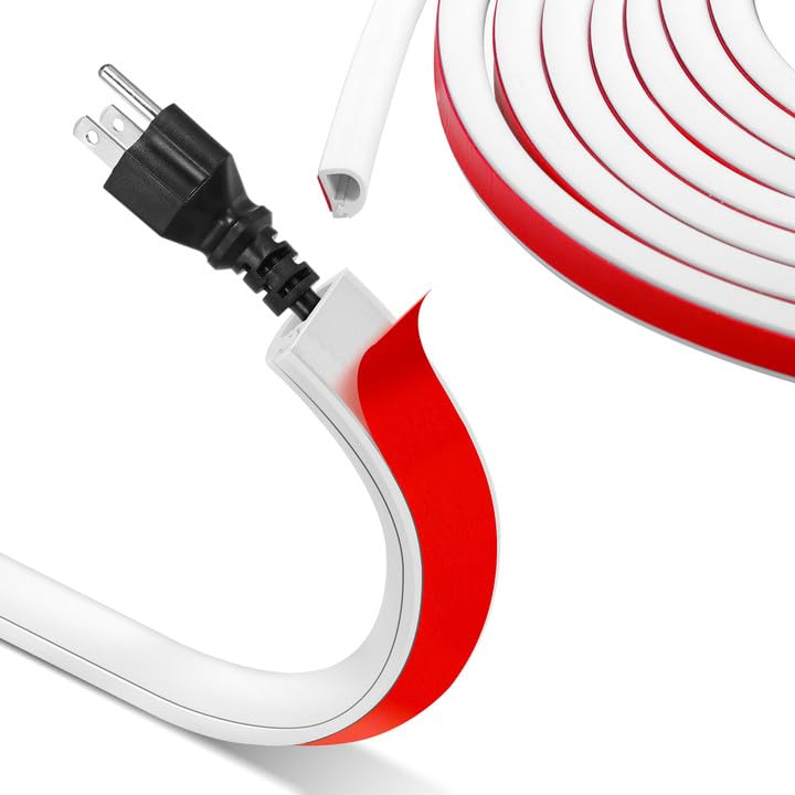 3M Mini Kabelkanal Selbstklebend,Flexibler Kabelkanal Halbrund,Kabelkanäle Weiß,Kabelbrücke Boden für Kabelschutz,Cable Hider Aussenbereich Wetterfest,Kabelschacht zum Verstecken von 1 Kabel