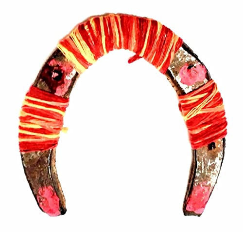 Image of Authentic Feng Shui Cast Iron Real Horseshoe With Kalwa Iron Shoe Kale Ghode ki Naal For Good Luck Charm Rustic Lucky Positive Energy
