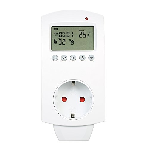 Preisvergleich Produktbild Anself Programmierbarer Raumthermostat Stecker mit Speicherfunktion Temperaturregelbereich 5~60