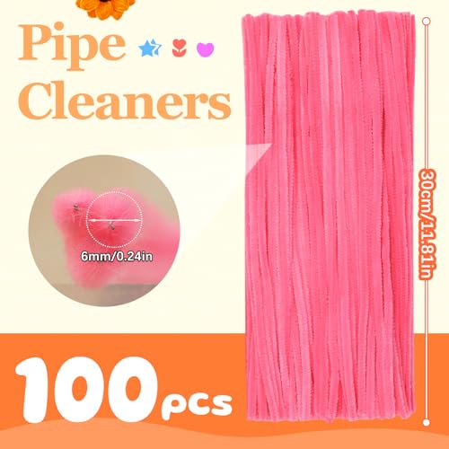 Image of 100 Pcs Pipe Cleaners Bulk Craft Suppies Light Peach Pink Pipe Cleaners | Chenille Stems Craft Pipe Cleaners for Crafts Cleaning Flower Making Festival Decorations