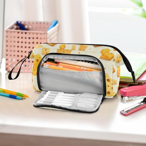 Image of Big Capacity Pencil Case,Cheese Pen Bag Pouch Holder Stationery Bag School College Office Organizer for Teen Adults Student