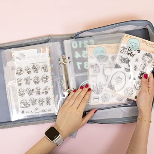 Image of Craftelier - Set of 10 Clear Plastic Sleeves with Compartments of Various Sizes | Compatible with Stamp and Die Organiser with 2 Ring System | Size Approx. 6 inch x 8 inch (15.24 x 20.32 cm)