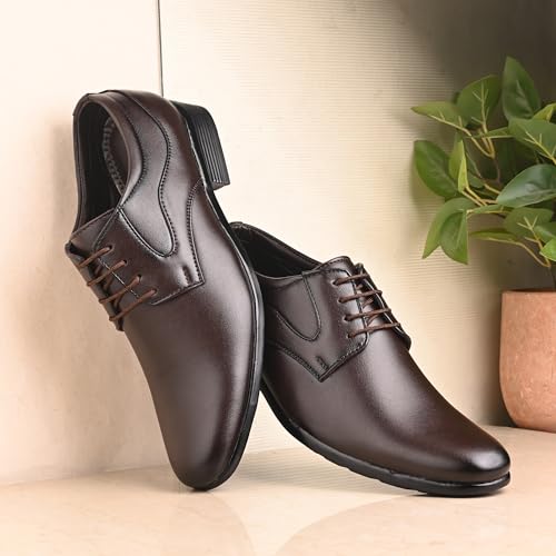 Image of Centrino Formal Shoes for Men | Lightweight Comfortable Office Shoes for Man Stylish | Cushioned Insole Lace-Up Shoes for Men | Durable TPR Sole | Trendy Classic Design Footwear for Men (8115)