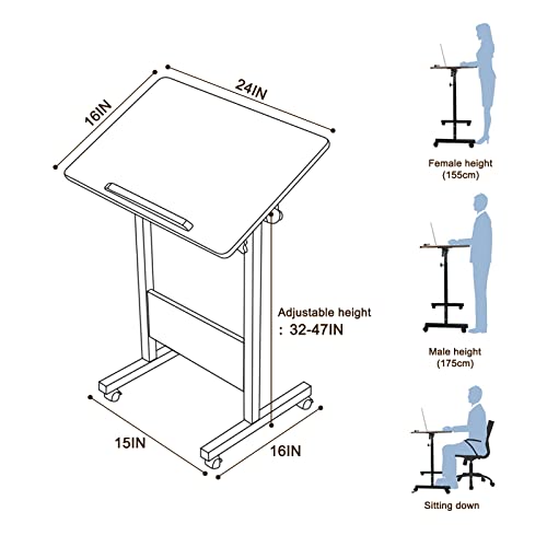 Koupa Height Adjustable Mobile Standing Desk 16×24 In,360° Flip Desk Stand Desk Home Office Table Standing Desk For Small Space Offices,Easy To Assemble(Adjustable Height: 32In-47In) #TOP2