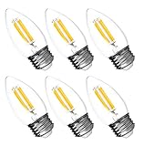 Hyperikon LED B11 Dimmable Filament Candle, 4W=40W, E26 Base, CRI90+, Blunt Tip, UL, Soft White, 6 Pack