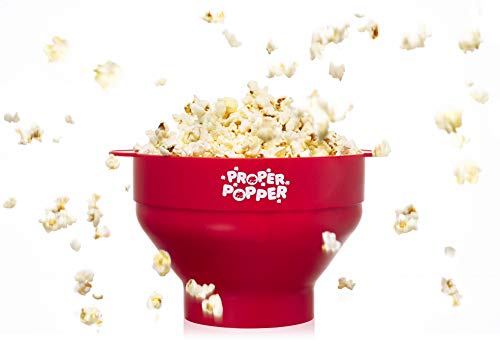 Image of The Original Proper Popper Microwave Popcorn Popper, Silicone Popcorn Maker, Collapsible Bowl BPA Free & Dishwasher Safe - (Red)