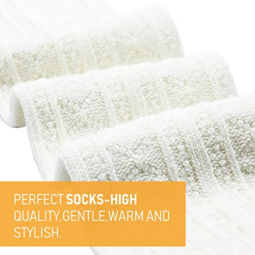 SATINIOR 4 Pairs Thigh High Socks for Women Knit Leg Warmers Long Over the Knee Soft Material Socks3
