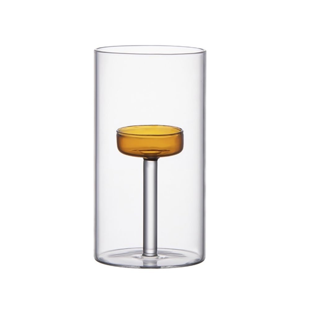 Candle Holder Glass Candlestick - Romantic Dining Table Decor, Small Candle Holder for Dinner Props(Gold,L)