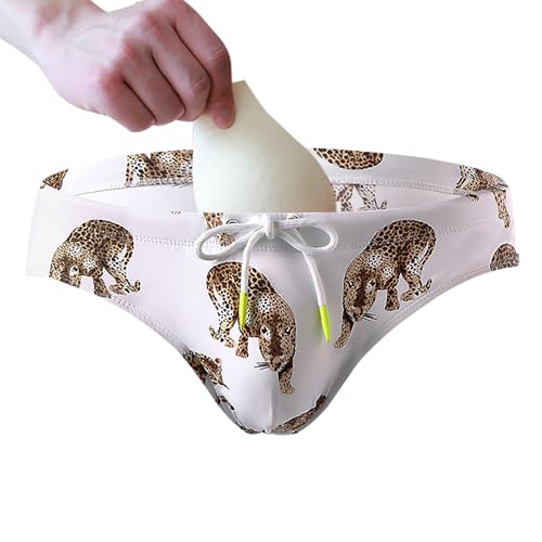 Mens Swim Briefs Bulge Enhancing Swimwear Conver Cup with Pouch Bikini Padded Swimming Underwear Enhancer for Man