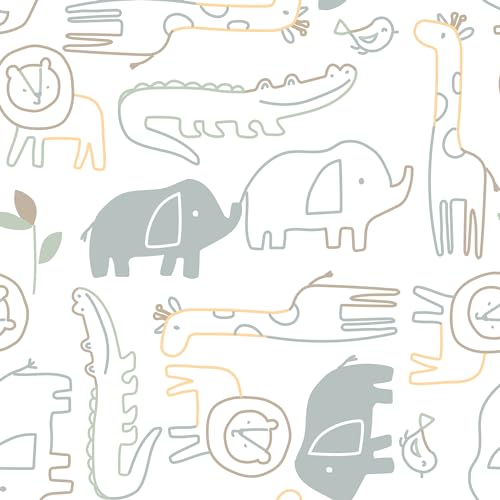 Image of Lambs & Ivy Jungle Story 100% Cotton Safari Baby Fitted Crib Sheet - White