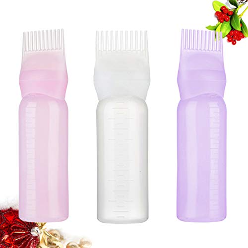 SOLUSTRE 3Pcs 4Oz Frascos De Óleo De De Cabelo Pente Squeeze Frascos Aplicadores Pente De Cabelo Fra