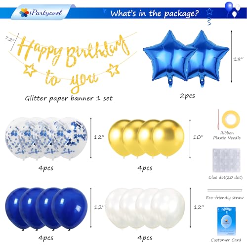 50% Off iPartycool Navy Blue Gold Birthday Decorations with Banner