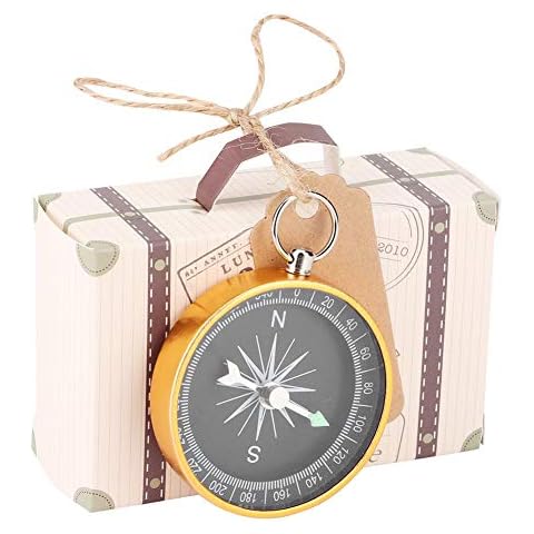 Caja de regalo de boda creativa con brújula y etiquetas Kraft Cover
