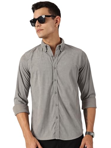 Image of Thomas Scott Men's | Solid | Full Sleeve | Slim Fit | Polyester-Blend | Button Down | Casual Shirt