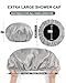 YIZIJIZI Triple Layer Reusable Waterproof Shower Cap for Women Large Terry Lined Hair Cap for Long Thick Hair Travel Bath Care Grey