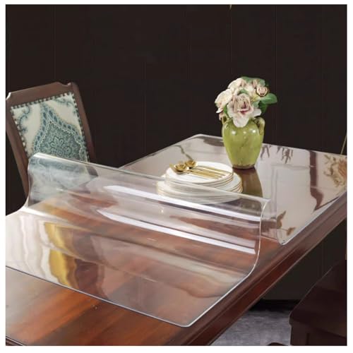 Mantel de PVC transparente de 3 mm de grosor, de vidrio suave, resistente al agua y al aceite, para escritorio de oficina, resistente a la suciedad, 100 x 140 cm