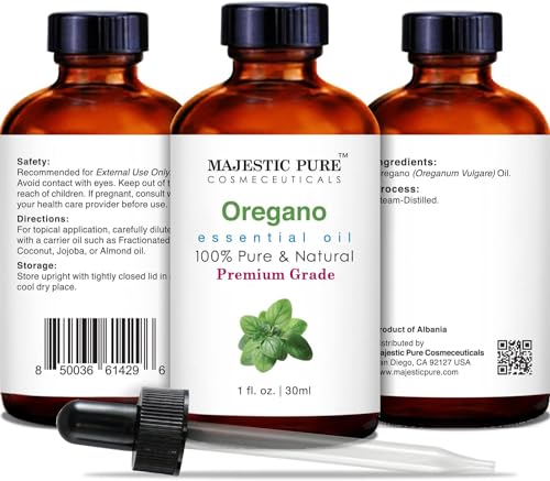 Image of Majestic Pure Oregano Essential Oil for Diffuser - 1 Fl Oz | 100% Natural Essentials Oils for Aromatherapy, Massage, Steam inhalation, Air Freshing, Soap and Candle Making