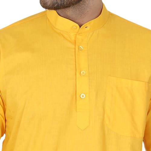 Image of AMAZON BRAND - ANARVA Men's Pure Cotton Solid Kurta Long Sleeves Band Collar Casual Shirt