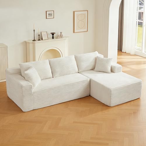 Lekvvied Sofá modular esquinero en forma de L, sofá modular de 4 plazas, sofá de compresión (sin montaje), sofá Cloud con chaise longue de gran tamaño, sofás modulares de 4 plazas, espuma