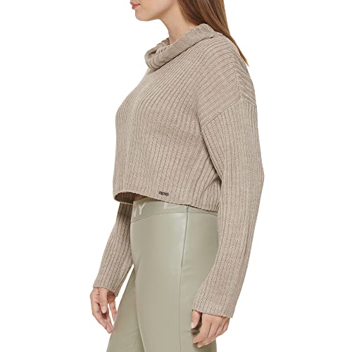 Image of DKNY Women's Turtleneck All-Day Comfort Cropped Sportswear Sweater