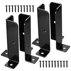 Deck Post Anchor, 4 Pcs Adjustable Post Base Brackets, Heavy Duty Wood Fence Pergola , Reversible Half Column Post Anchor Base Brackets Fit 1.5×1.5,2×2,2×4,4×4 Post, Deck Mailbox(Model B)