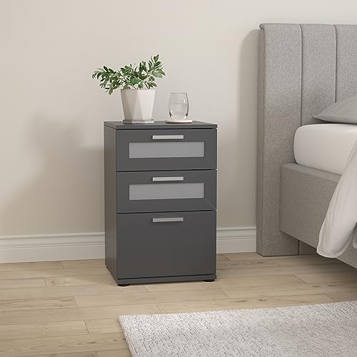 Nachttisch für Boxspringbett Caro-Möbel mit 3 Schubladen in grau