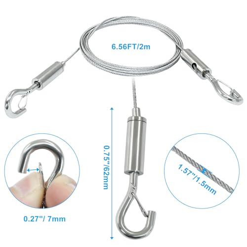 Image of 2 Pack 2m x 1.5mm Adjustable Picture Hanging Wire Kit, 6.6FT Heavy Duty Stainless Steel Wire Rope for Hanging Pictures /Artwork /Mirrors