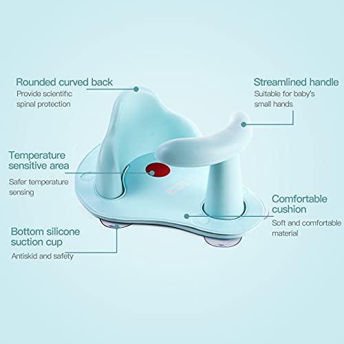 Baby Bath Seat for 6 Month & up - Bathtub Seat for Baby Sit-Up Bathing, with Non Slip Soft Mat Backrest, Suction Cups for Stability