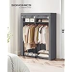SONGMICS Closet Wardrobe, Portable Closet for Bedroom, Clothes Rail with Non-Woven Fabric Cover, Clothes Storage Organizer, 55.1 x 16.9 x 68.5 Inches, Gray URYG02GY - Image 2