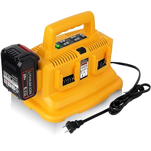 【Upgrade-Speed】 6 Port Replace for Dewalt Charger Station Multi dewalt Fast Charger 20v 60v,Charge for 20V Max/60V Flexvolt Batteries (DCB104),Fast Charge with Power Button