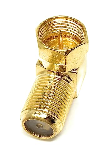 DRUT 1pcs F Type Male to Female Socket Right Angle Coupler Satellite Cable Adapter (Gold) - Image 4