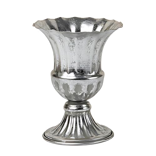 Silberne Pflanzgefäß-Urne, Eisen-Blumentopf, schicke griechische Vase für Heimdekoration, Hochzeitsdekoration