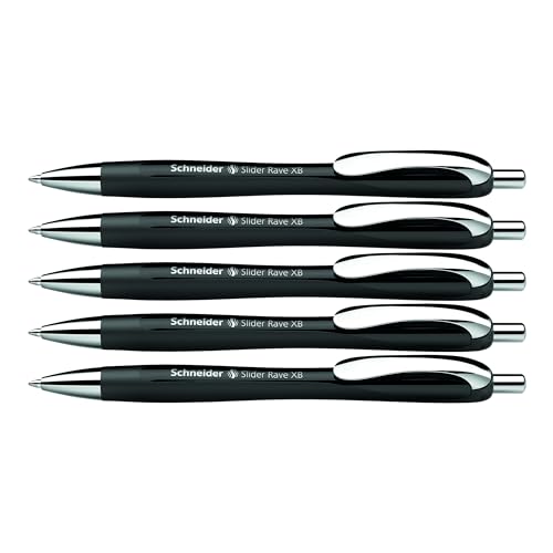 Bolígrafo de oficina Schneider Slider Rave Black XB caja de 5 unidades con punta 1,4 mm