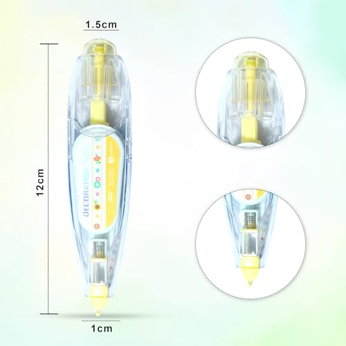 Image of GLUN Decorative Correction Tape 3 Meter Length Cute Cartoon Animal Prints, Cat, Dog, and Owl Prints, Retractable Pen for Scrapbooking, Diary, Planner, Journal DIY Crafts Yellow Colour