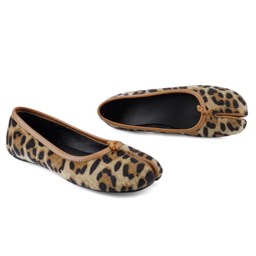 Image of VBDB Tabi Ballet Flats Shoes for Women Rounde Toe Wide Width Split Toe Low Heel Comfortable Flats Shoes