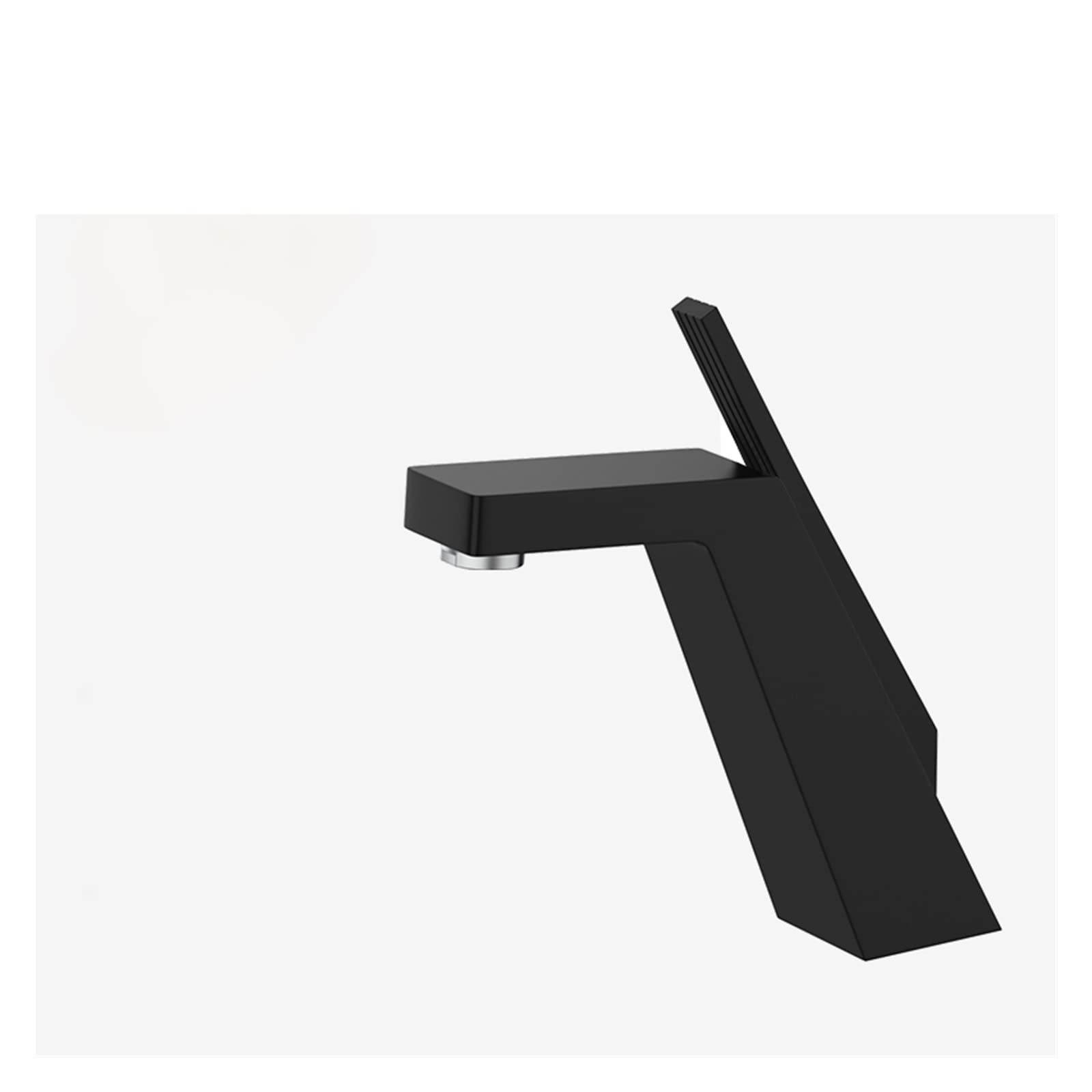 Mooilko Nero Basin Faucet Black/Chrome Face Single Handle Deck Mounted Sink Taps Cold And Hot Mixer For Bathroom Crane Faucets Easy To Install(Nero)