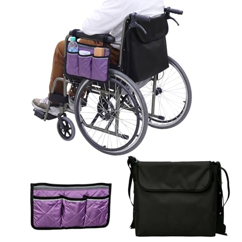 2PCS Wheelchair Accessories Large Backpack & Armrest Bags