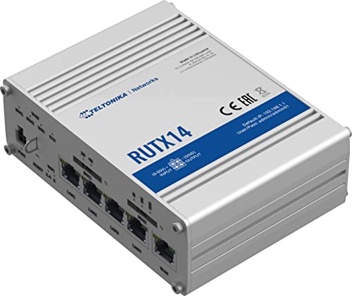 Image of Teltonika RUTX14000000 Model RUTX14 LTE Dual-sim Industrial Cellular Router; for Europe, the Middle East, Africa, APAC, Brasil, Australia Operators Only; Ethernet, Wi-Fi, Bluetooth and USB Interfaces