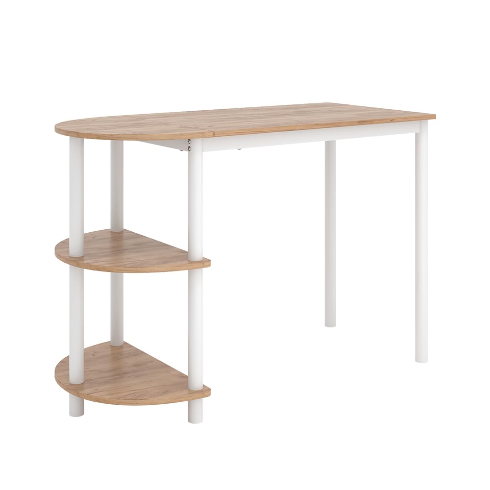 Vicco Küchentisch Freetown – Goldkraft Eiche/Weiß, 110 x 50 cm mit offenen Ablagen