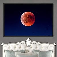 Framed Canvas Wall Art Lunar Aerial Astronomy & Space Expressive Global Moon Multicolor Photography Realism Warm - 16x24 inches