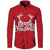 Chemise De Noël à Manches Longues Pour Homme Avec Motifs De Noël Amusants, Chemises De Noël Pour Homme Funky Casual Revers De Noël Chemise De Noël Chemise De Noël Pour Festival De