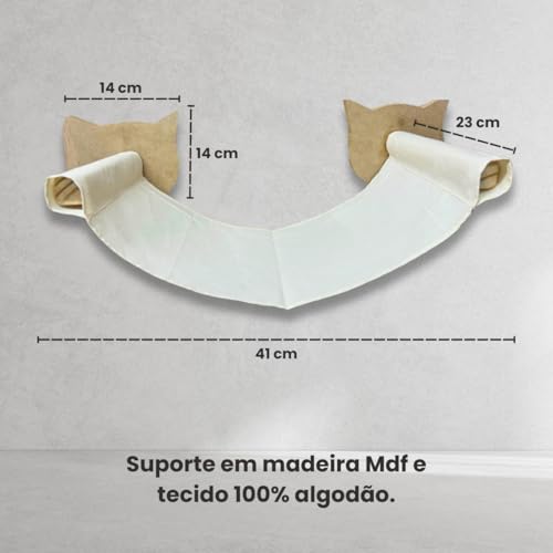 Playground Para Gatos 9 Pçs Com Rede Suspensa Fixa De Parede Feito em Mdf
