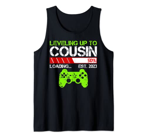 Hombre Leveling Up To Cousin Est 2023 - Funny New Cousin Gamer Camiseta sin Mangas