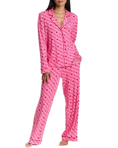 bebe Button Down Pajamas for Women, Long Sleeve Button Up Pajamas with Pants, Ladies Sleepwear PJ Set
