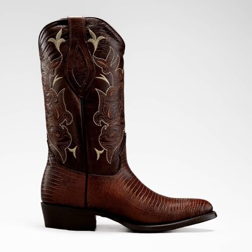 Joe Boots 913 Exotic Lizard Leather Print Classic J Toe Embroider Shaft Leather Outsole, 1.5" Heel With Rubber Cap2