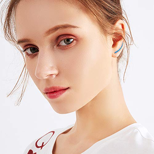 Winnicaca Crawler Climber Earrings For Women Sterling Silver Created Blue Opal Bar Earrings Jewelry For Women Teen Birthday #TOP5