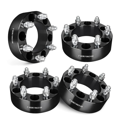 EVIL ENERGY 6x5.5 Wheel Spacers 2 inch Compatible with Chevy 1999-2022 Silverado 1500 6x139.7 mm 6 Lugs 108 mm Hub Bore M14x1.5 Studs Black Not Hubcentric
